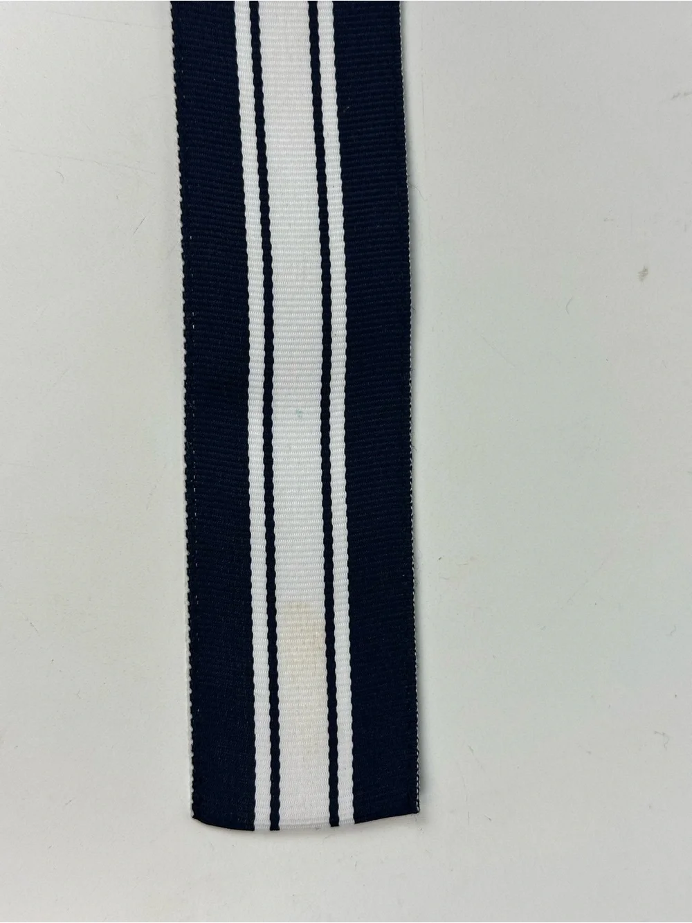 Lauren Ralph Lauren Navy and White Striped Ribbon Belt with Gold Ring